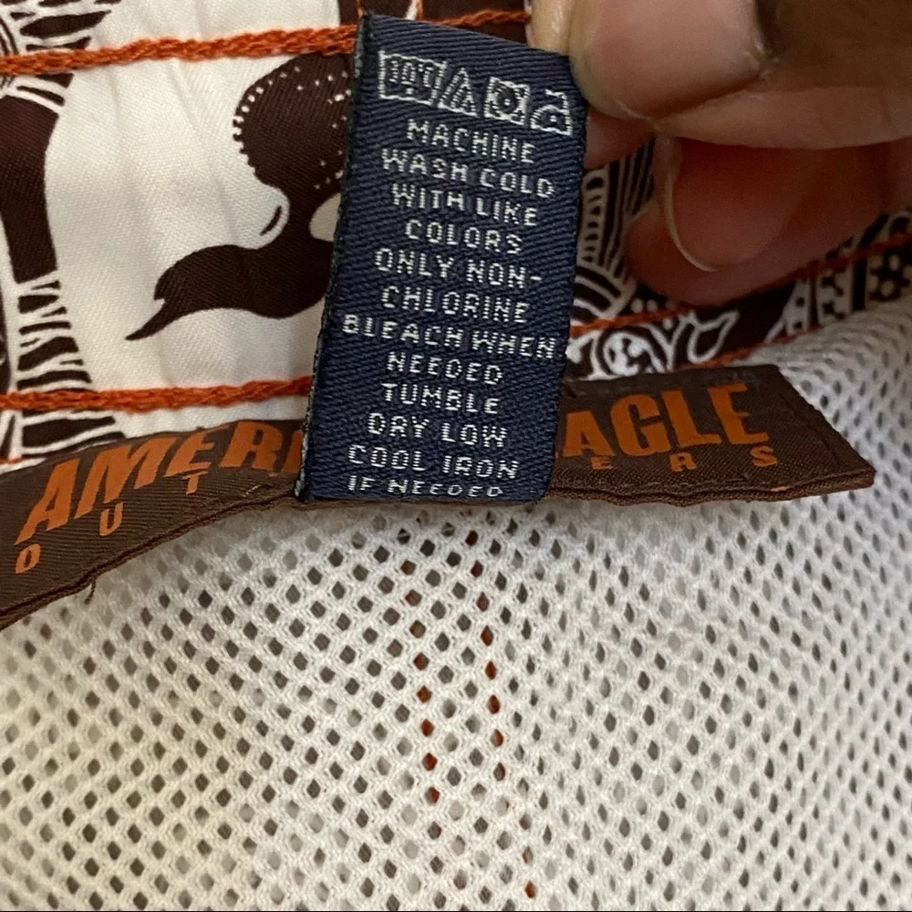 American Eagle Men's Brown Printed Trunks